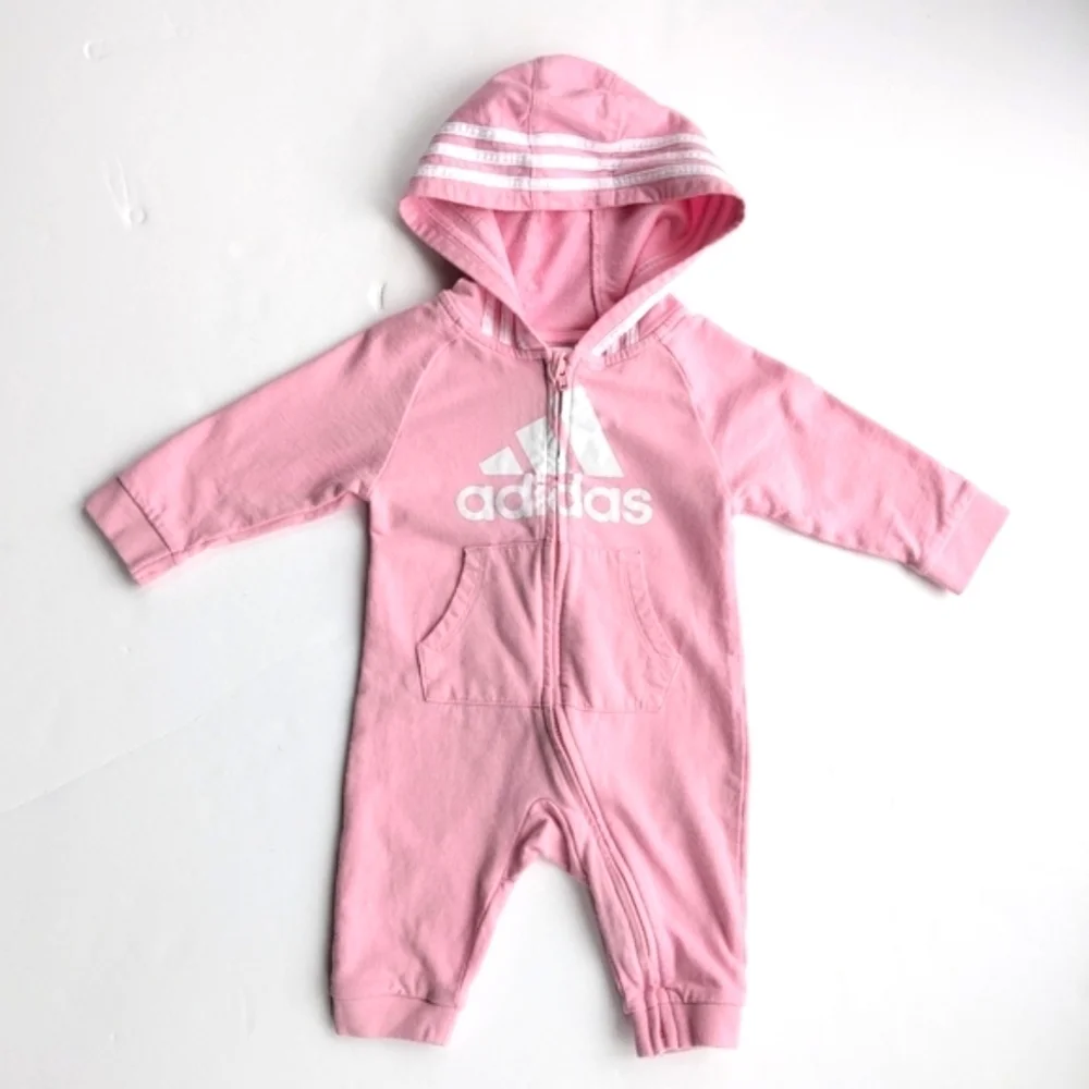 ADIDAS Pink Baby Girl's Logo Hood Coverall